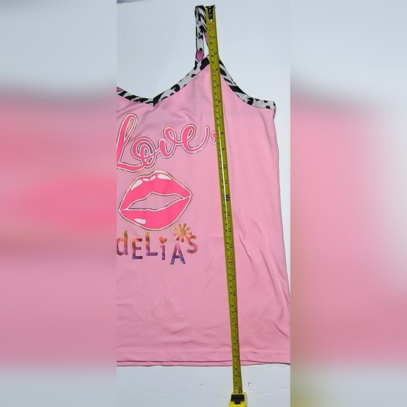 dELiA*s By Dolls Kill Soft Pink Love Y2K Animal Print Straps Graphic Tank Top M - Picture 6 of 7